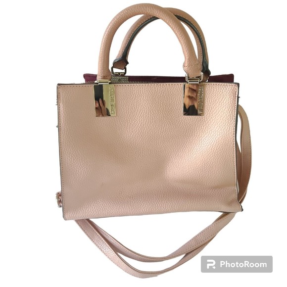 Steve Madden Crossbody Bag Purse Handbag Pink Blush Pebbled Logo - Picture 2 of 16